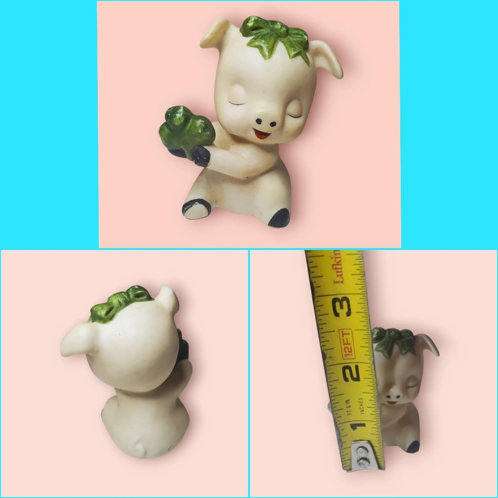 Vintage Pig With Shamrock Figurine